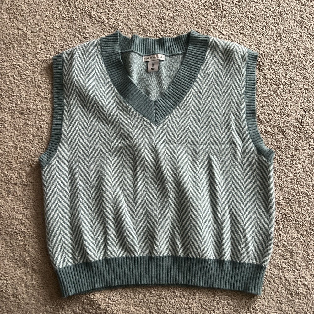Sincerely Jules Gray Chevron V-Neck Sweater Vest